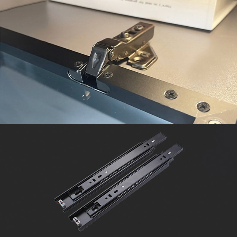 【テレビボード】マーブル柄テレビボード 選べる2色 天板色ホワイト+グレー 金属製スライドレールの細部画像