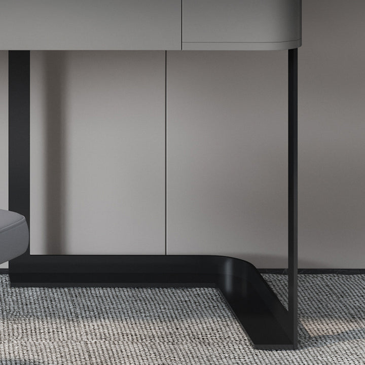 【ワークデスク】テーブル マーブル柄 グレー  ワークデスクの脚の細部画像