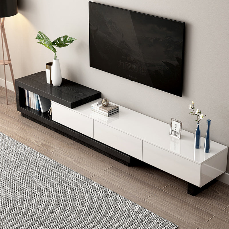 【テレビボード】モダン風のテレビボート 伸縮式 ホワイト+ブラック 伸縮式テレビボード190~260*39*37.5