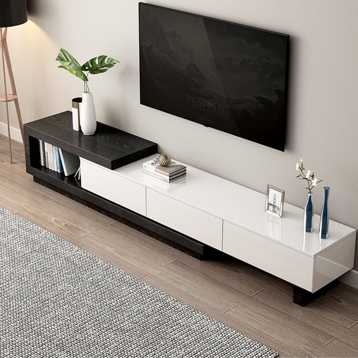 【テレビボード】モダン風のテレビボート 伸縮式 ホワイト+ブラック 伸縮式テレビボード190~260*39*37.5