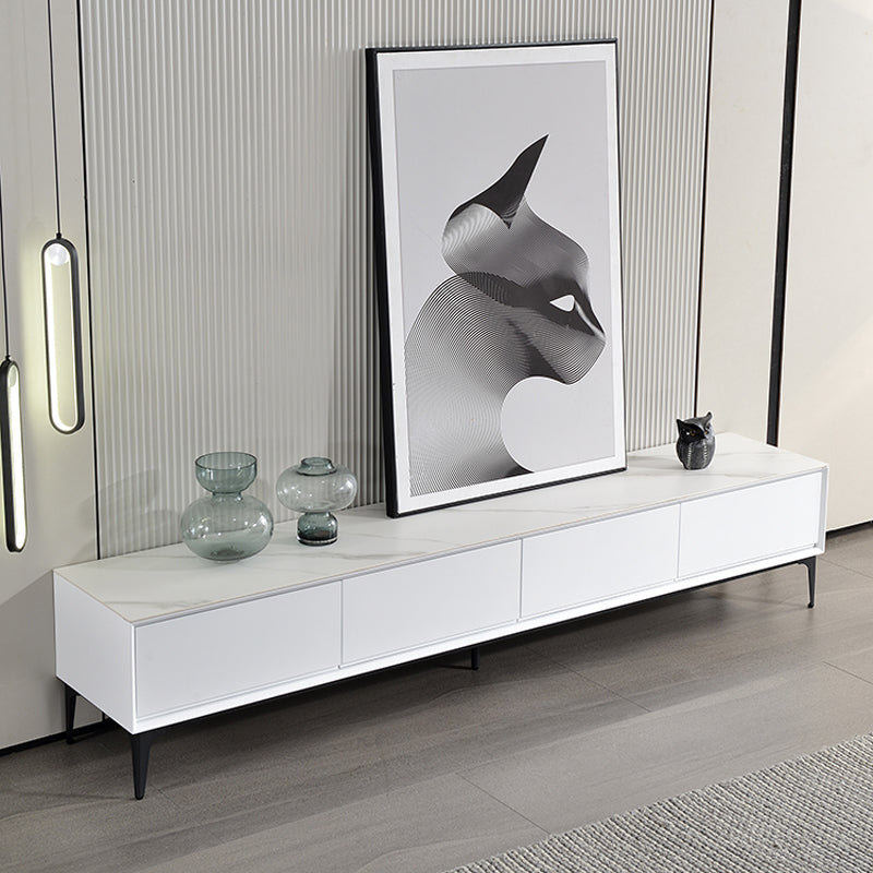 【テレビボード】イタリア風 ラグジュアリー ホワイト 天板色ホワイト(灰柄) 引き出し*4