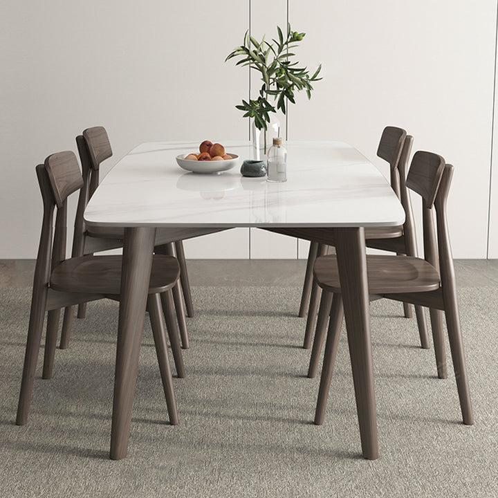 【ダイニングテーブル】北欧風 マーブル柄 選べる7サイズ ホワイト(灰柄) テーブル+チェア*4