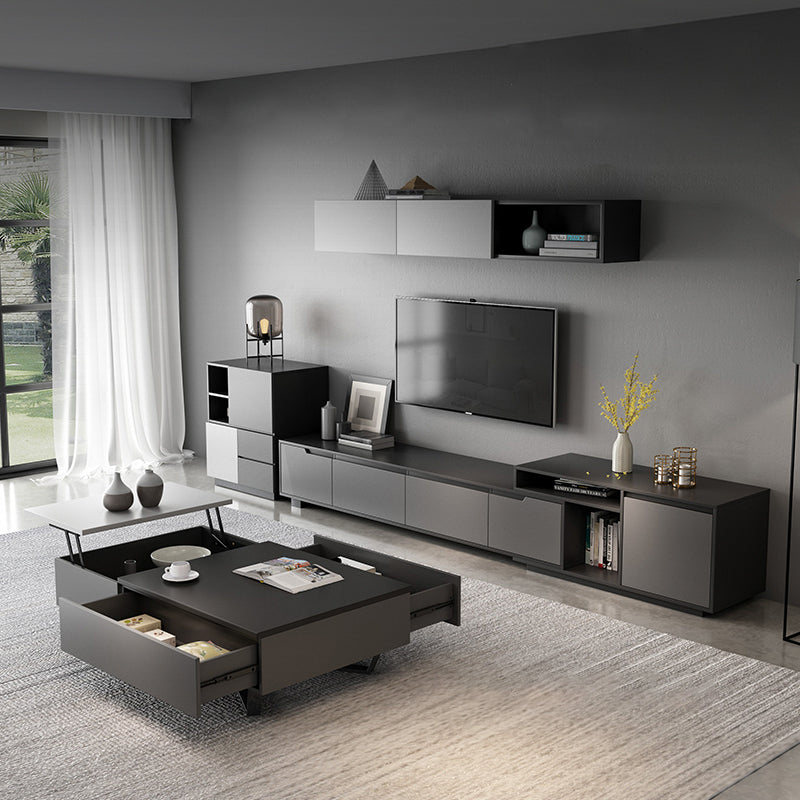 【テレビボード】シンプル 伸縮式 天板選べる2種 グレーボディ+グレー天板(E1級高精密板)伸縮式233~290*40*46