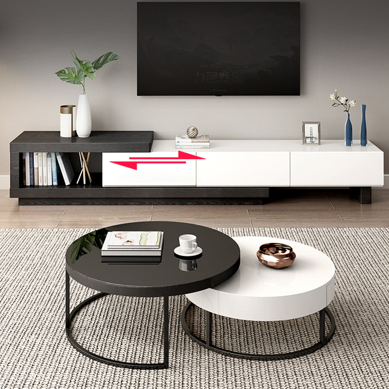 【テレビボード】モダン風のテレビボート 伸縮式 ホワイト+ブラック 伸縮式テレビボード190~260*39*37.5