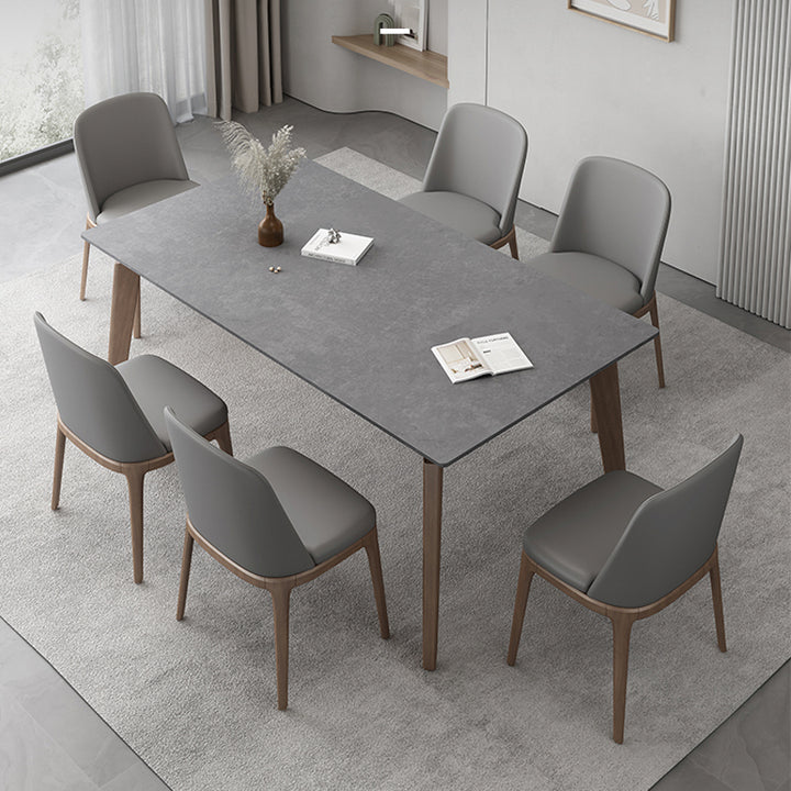 【ダイニングテーブル】トネリコ マーブル柄 北欧風 グレー テーブル+チェアB*6