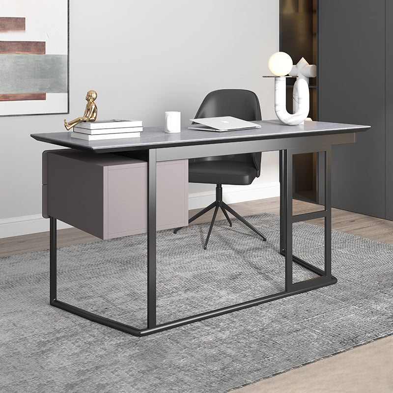 【デスク】テーブル モダン 現代感 グレー 右棚 テーブル+チェア