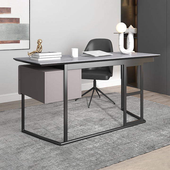 【デスク】テーブル モダン 現代感 グレー 右棚 テーブル+チェア