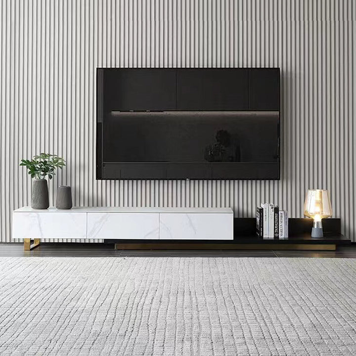 【テレビボード】伸縮式マーブル柄テレビボード 選べる2色 ホワイト 200~360cm*40*31