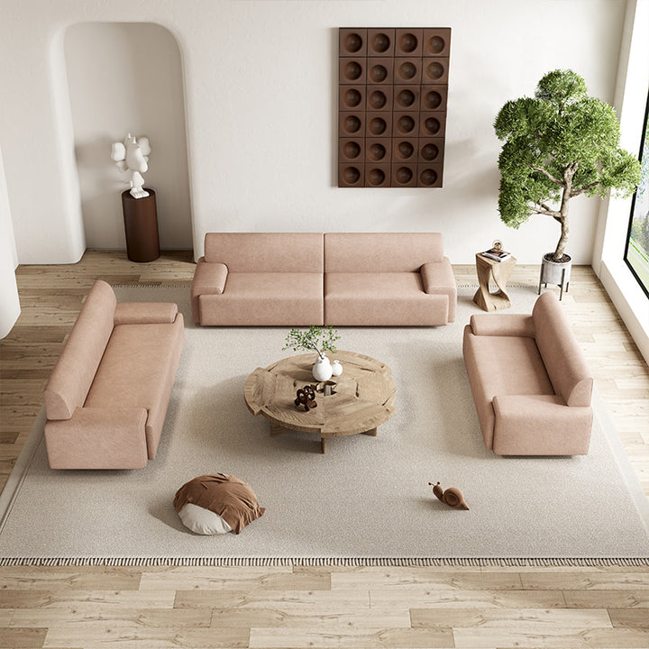 【ソファ】レトロモダン 選べる7色 ピンク 高密度ウレタンフォーム 2人掛け 154cm+クッション*2 4人掛け 246cm+クッション*2