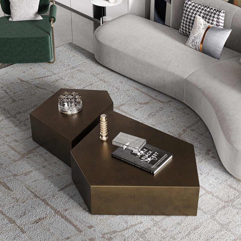 【ローテーブル】異形テーブル ステンレス製 イエローブロンズ ローテーブルセット サイズ104*74*35+60*45*35 100日間返品交換保証制度