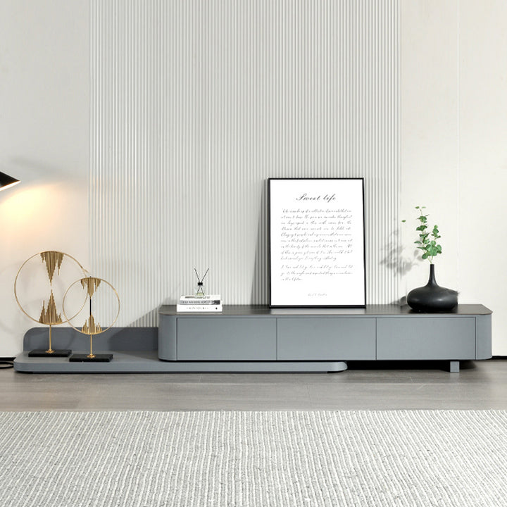 【テレビボード】伸縮式のテレビボード モダン風 グレー 天板色ブラック(金柄) 伸缩式 200~390*42*35