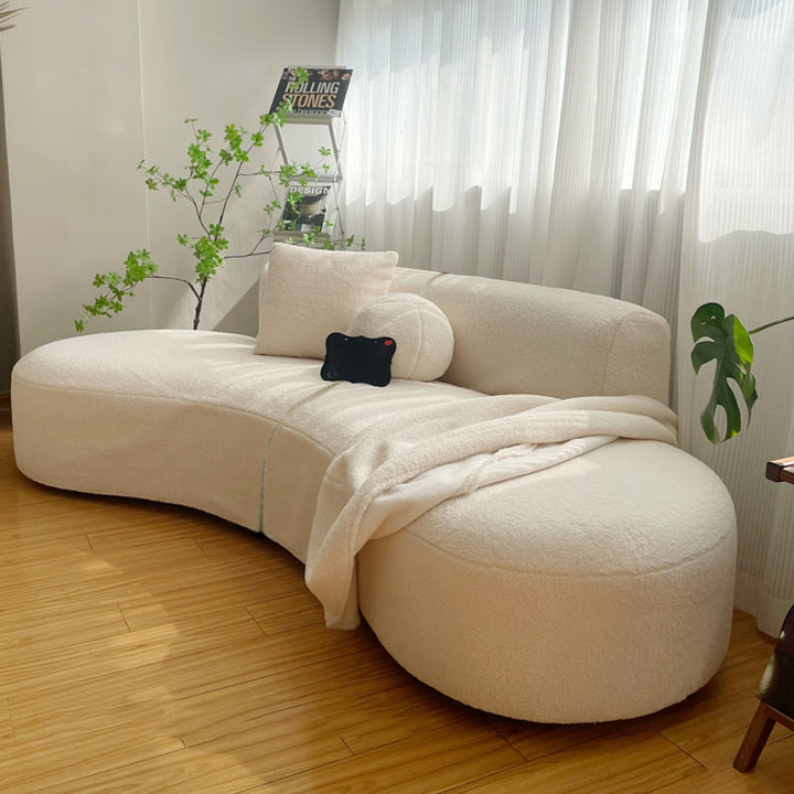 【ソファ】ソファー シンプルミルク色 1/2/3/4人掛け ホワイト ラムフリース アーク型/240*110