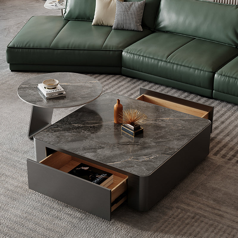 【ローテーブル】ステンレス鋼製 おしゃれなデザイン グレー 100日間返品交換保証制度