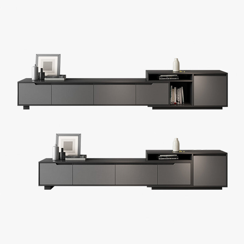 【テレビボード】シンプル 伸縮式 天板選べる2種 テレビ台の全体画像 グレーボディ+グレー天板(E1級高精密板)伸縮式233~290*40*46