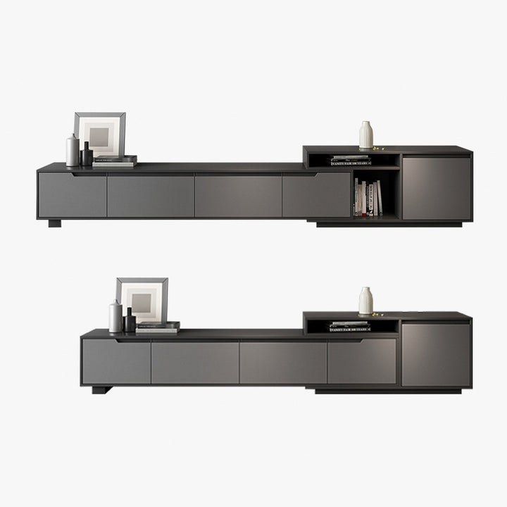 【テレビボード】シンプル 伸縮式 天板選べる2種 テレビ台の全体画像 グレーボディ+グレー天板(E1級高精密板)伸縮式233~290*40*46