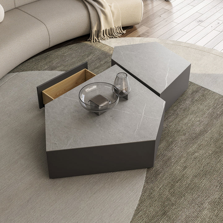 【ローテーブル】異形 デザイン性 イタリア風 天板グレー ローテーブルセット140*80*32 100日間返品交換保証制度