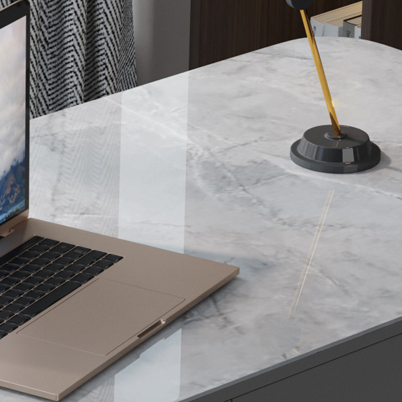 【ワークデスク】テーブル マーブル柄 グレー セラミック天板の細部画像