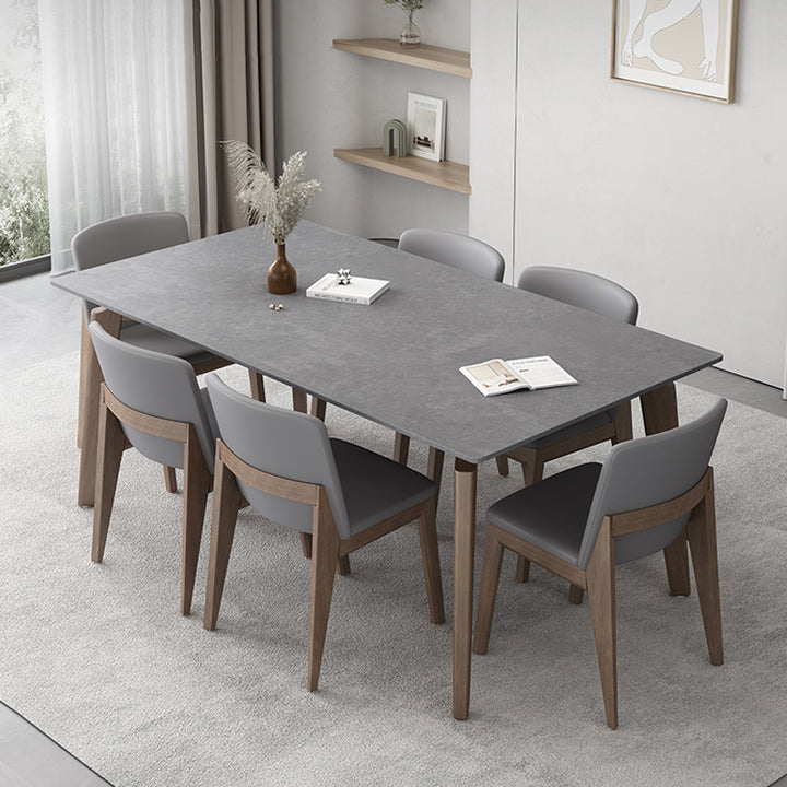 【ダイニングテーブル】トネリコ マーブル柄 北欧風 グレー テーブル+チェアA*6