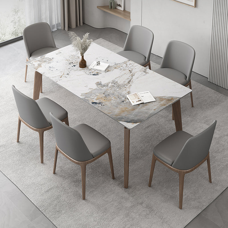 【ダイニングテーブル】トネリコ マーブル柄 北欧風 パンドラ テーブル+チェアB*6