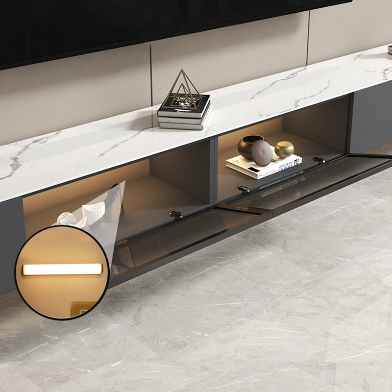 【テレビボード】マーブル柄テレビボード 選べる2色 天板色ホワイト+グレー リモコン操作対応収納細部画像