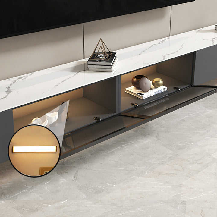 【テレビボード】マーブル柄テレビボード 選べる2色 天板色ホワイト+グレー リモコン操作対応収納細部画像