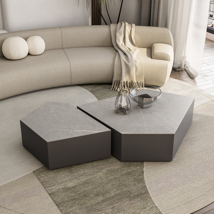 【ローテーブル】異形 デザイン性 イタリア風 天板グレー ローテーブルセット140*80*32 100日間返品交換保証制度