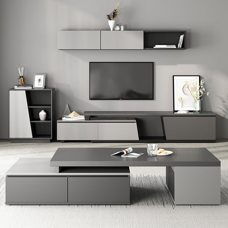 【テレビボード】伸縮式テレビボード 北欧 選べる2色 グレー+木製天板 伸縮式180~270*40*39