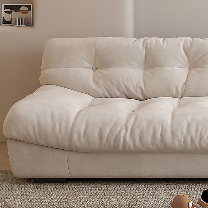 【ソファ】美しいクリーム色 1/2/3/4人掛け ホワイト 高密度ウレタンフォーム・フェザー 座面細部画像