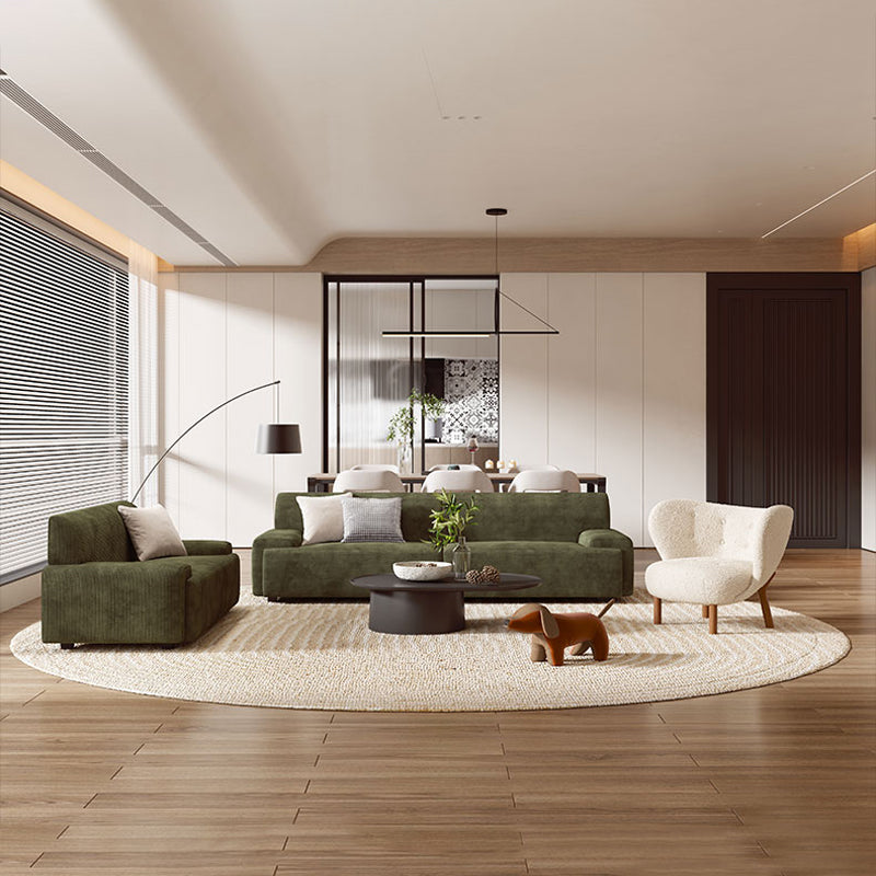 【ソファ】レトロモダン 選べる7色 ダークグリーン 高密度ウレタンフォーム 4人掛け 246cm+クッション*2