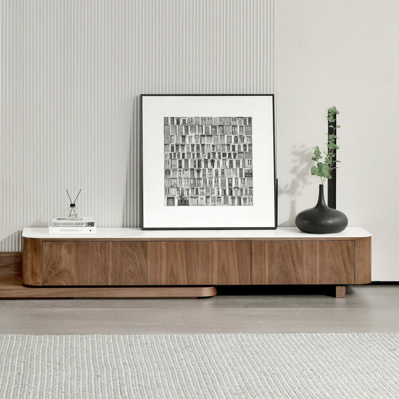 【テレビボード】伸縮式のテレビボード モダン風 ウォールナット 天板色ホワイト(灰柄)  伸缩式 200~390*42*35