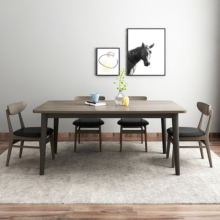 【ダイニングテーブル】モダン 天然木 選べる3サイズ ベージュ テーブル+チェア*4