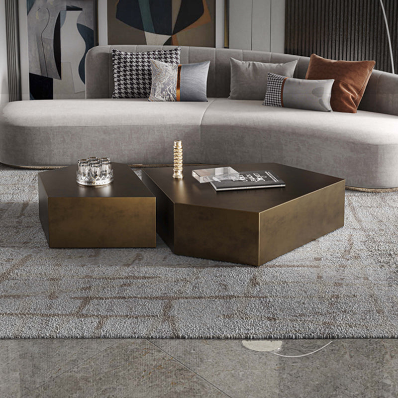 【ローテーブル】異形テーブル ステンレス製 イエローブロンズ ローテーブルセット サイズ104*74*35+60*45*35 100日間返品交換保証制度