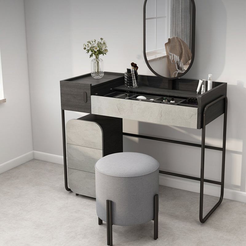 【ドレッサー】北欧風スタイル 選べる3種 テーブル 収納棚 椅子 LEDミラー ブラック 100日間返品交換保証制度