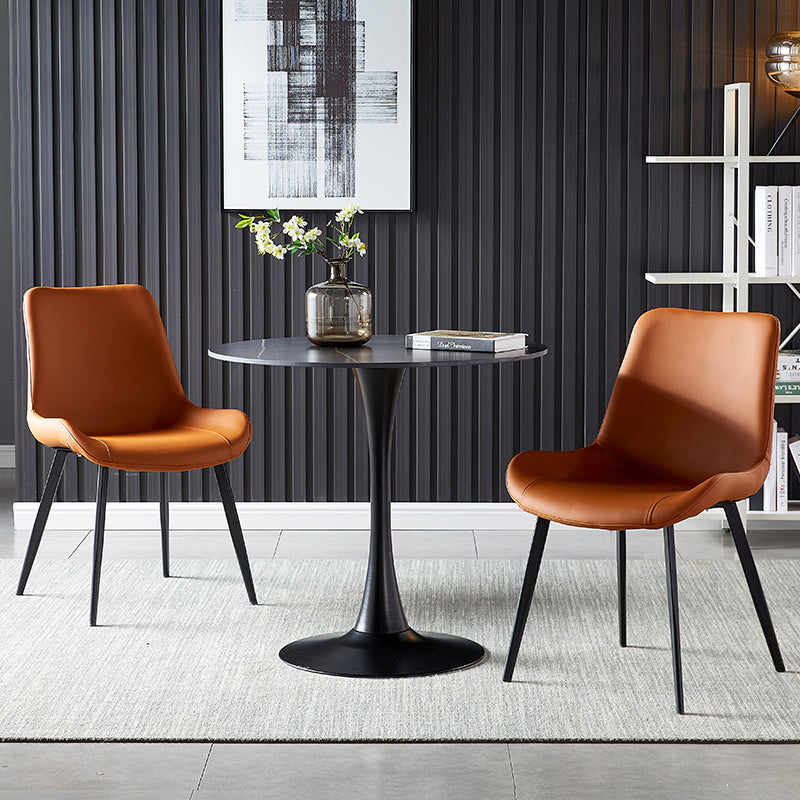 INDOORPLUS公式/カフェテーブル シンプル オフィス セラミック天板(丸デーブル、チェア、オレンジセット) ☆安心の100日間返品保証制度☆