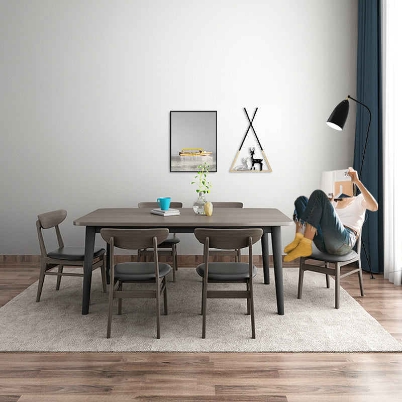 【ダイニングテーブル】モダン 天然木 選べる3サイズ ベージュ テーブル+チェア*6