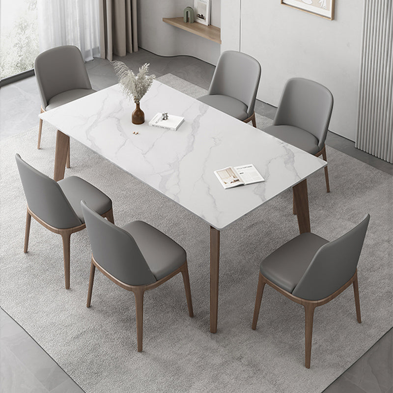 【ダイニングテーブル】トネリコ マーブル柄 北欧風 ホワイト(灰柄) テーブル+チェアB*6