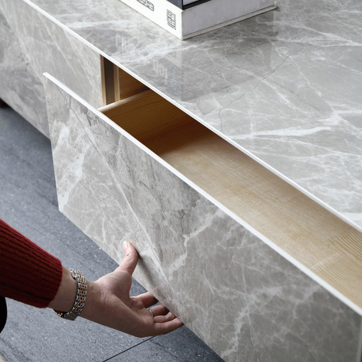 【テレビボード】伸縮式マーブル柄テレビボード 選べる2色 オープン収納の細部画像 200~360cm*40*31