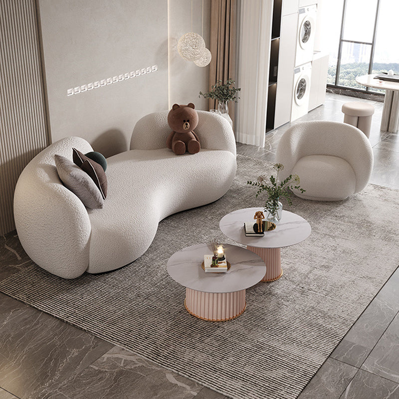 【ソファ】ソファー ミルク色インスタ映え 2人掛け ホワイト ラムフリース