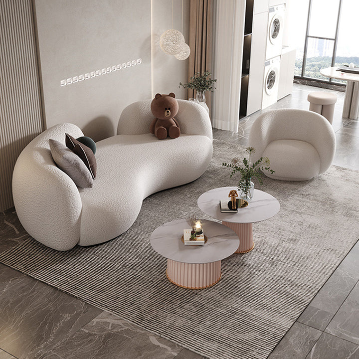 【ソファ】ソファー ミルク色インスタ映え 2人掛け ホワイト ラムフリース