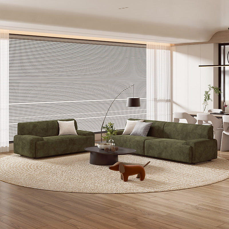 【ソファ】レトロモダン 選べる7色 ダークグリーン 高密度ウレタンフォーム 4人掛け 246cm+クッション*2 2人掛け 154cm+クッション*2