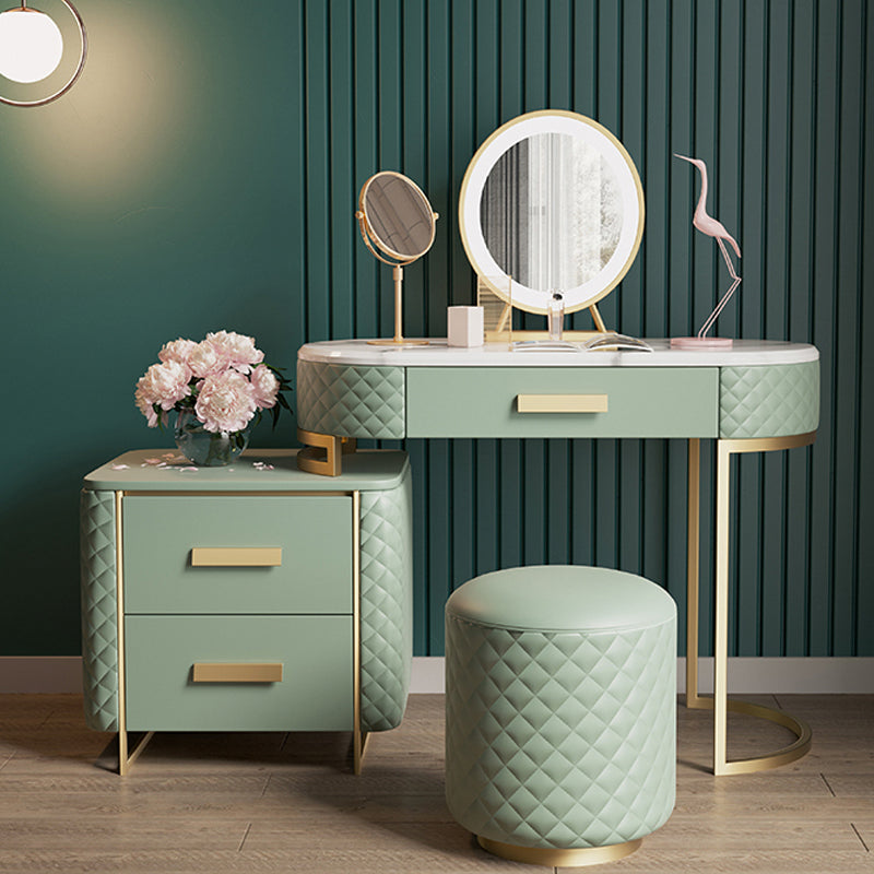 【ドレッサー】ダイアモンド緑 高級感 テーブル 収納棚 椅子 LEDミラー グリーン 横幅80 100日間返品交換保証制度