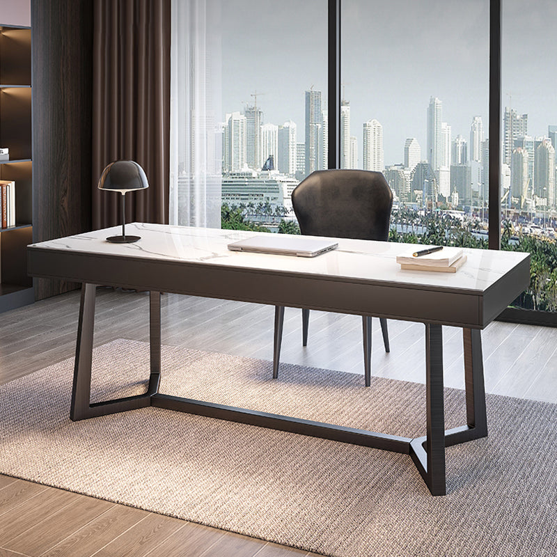 【デスク】テーブル モダン風 おしゃれなデスク 引き出し面材色グレー テーブル+A型椅子 天板色ホワイト