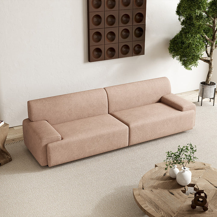 【ソファ】レトロモダン 選べる7色 ピンク 高密度ウレタンフォーム 4人掛け 246cm+クッション*2