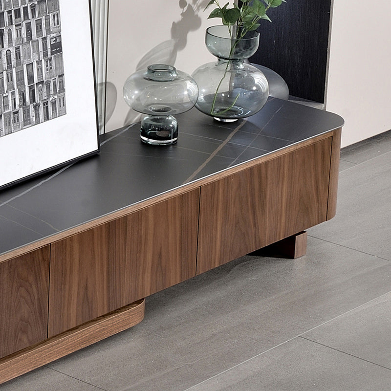 【テレビボード】伸縮式のテレビボード モダン風 テレビ台の細部画像 ウォールナット 天板色ブラック(金柄)