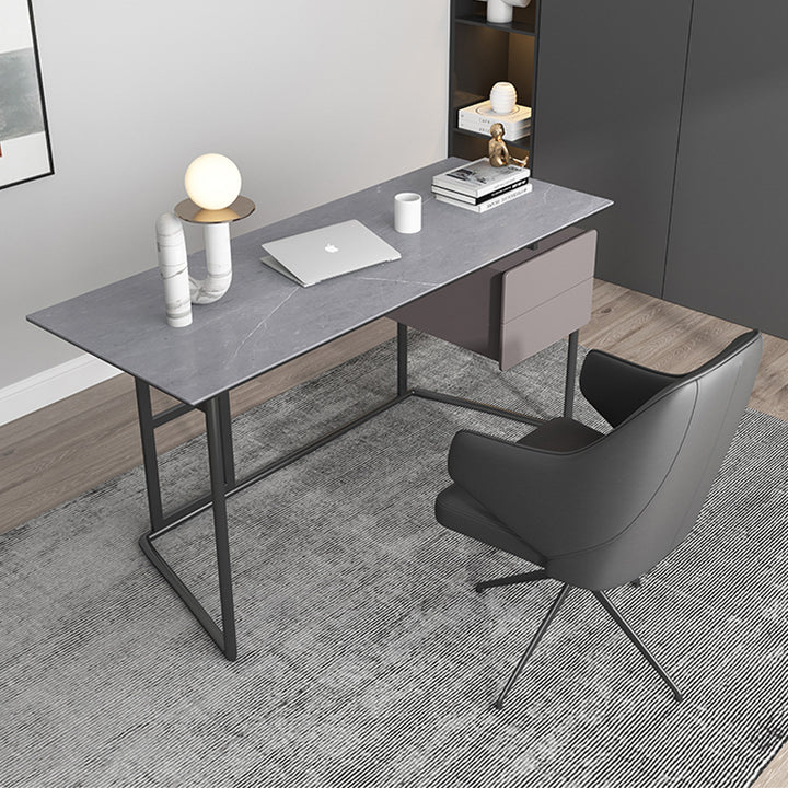 【デスク】テーブル モダン 現代感 グレー 右棚 テーブル+チェア