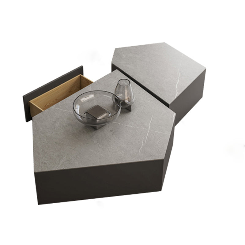 【ローテーブル】異形 デザイン性 イタリア風 ローテーブルの全体画像 天板グレー ローテーブルセット140*80*32 100日間返品交換保証制度