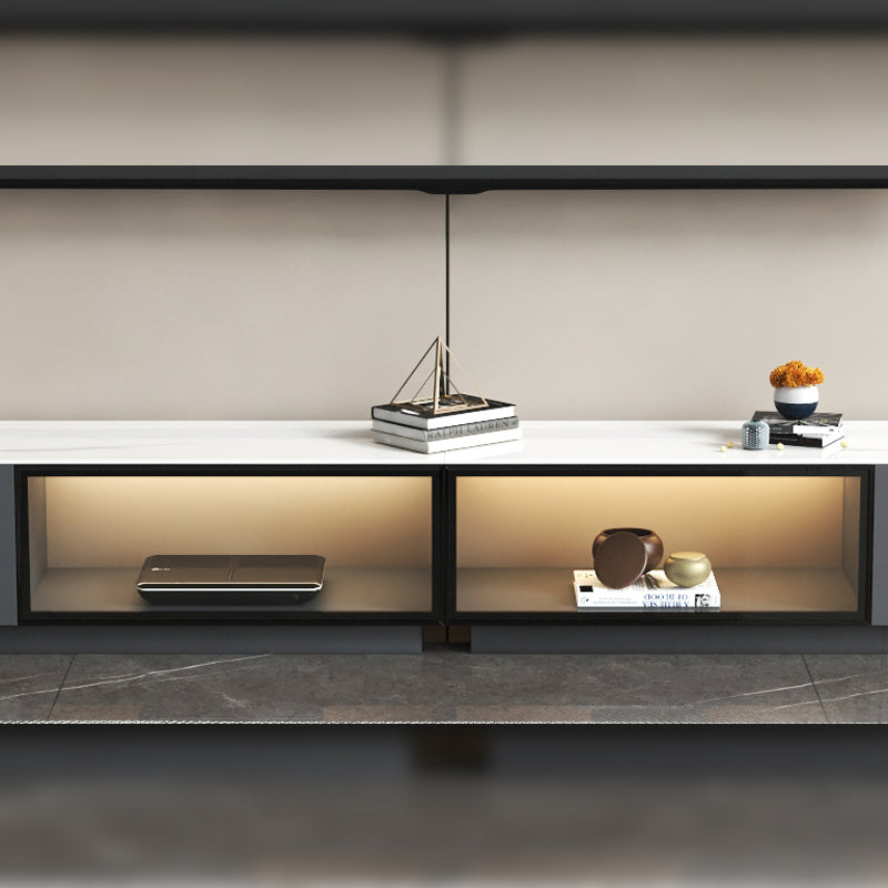 【テレビボード】マーブル柄テレビボード 選べる2色 天板色ホワイト+グレー リモコン操作対応収納細部画像