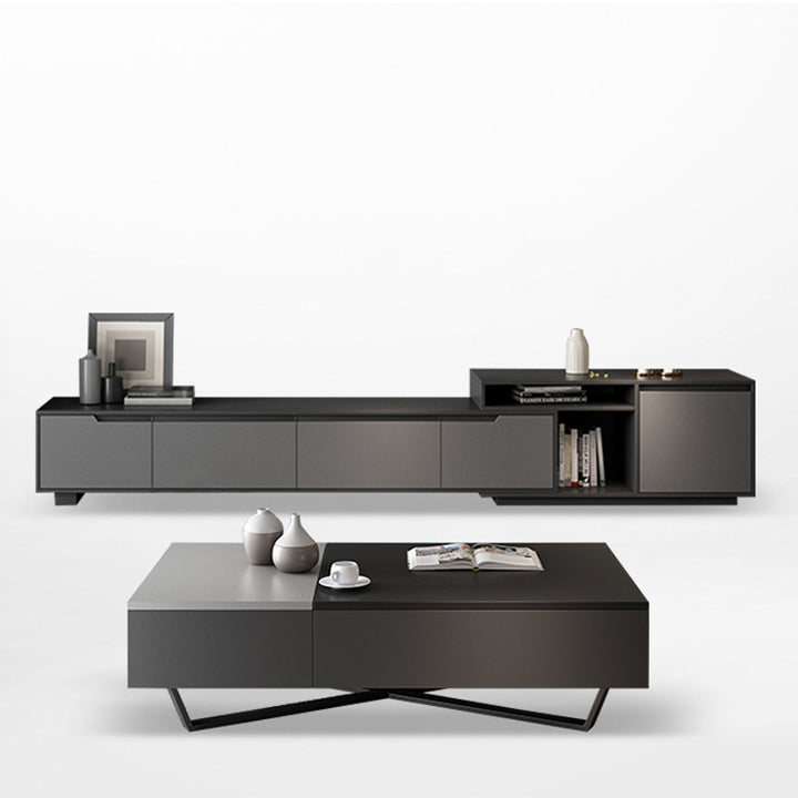 【テレビボード】シンプル 伸縮式 天板選べる2種 グレーボディ+グレー天板(E1級高精密板)伸縮式233~290*40*46