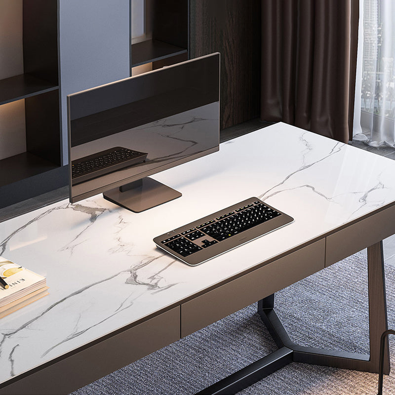 【デスク】テーブル モダン風 おしゃれなデスク 引き出し面材色グレー テーブル 天板色ホワイト