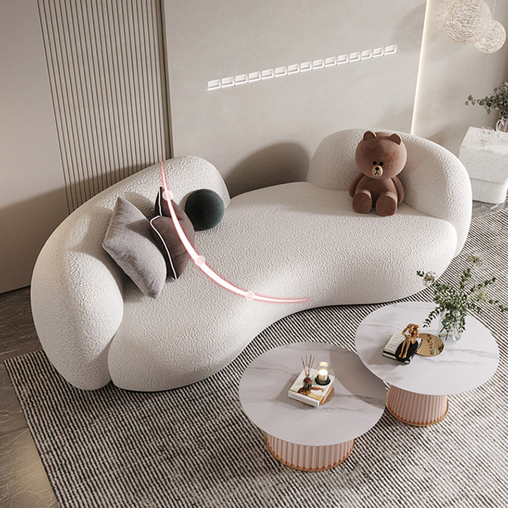 【ソファ】ソファー ミルク色インスタ映え 2人掛け ホワイト ラムフリース